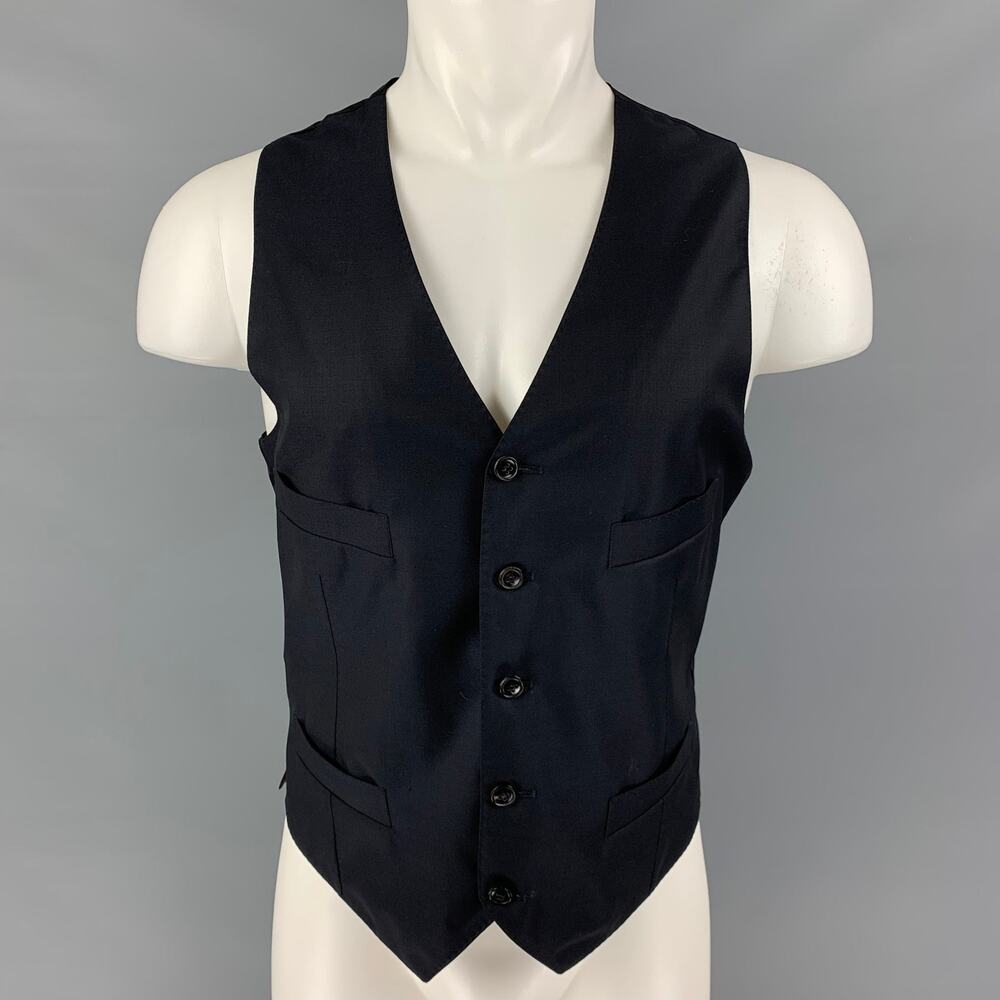 GIORGIO ARMANI Size 40 Navy Wool Cashmere Buttoned Vest